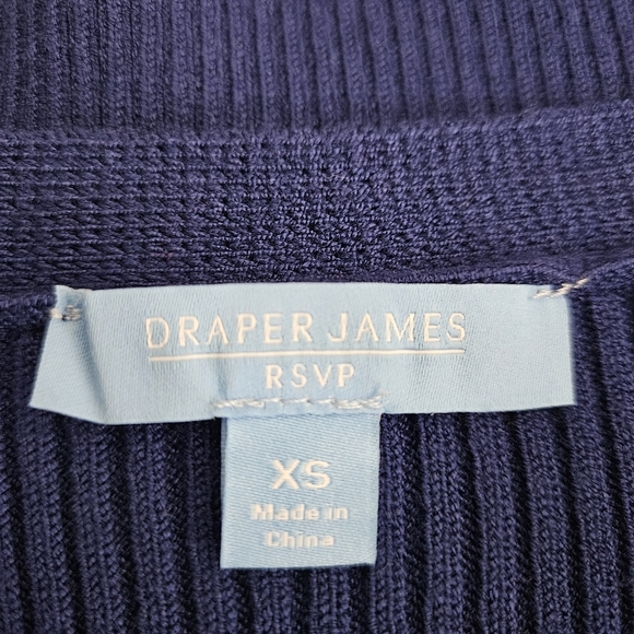 Draper James Sweater Cardigan Navy Blue Long Sleeve Button Up V Neck Rib Knit XS - Picture 6 of 8